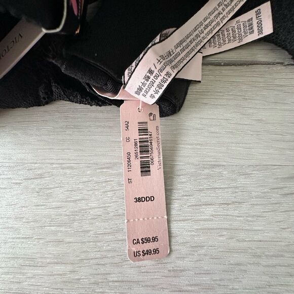 Victoria Secret Lace Push Up Bra Black 38DDD NWT IN PACKAGE - Picture 7 of 8